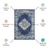 4' X 6' Navy Blue Damask Power Loom Distressed Area Rug